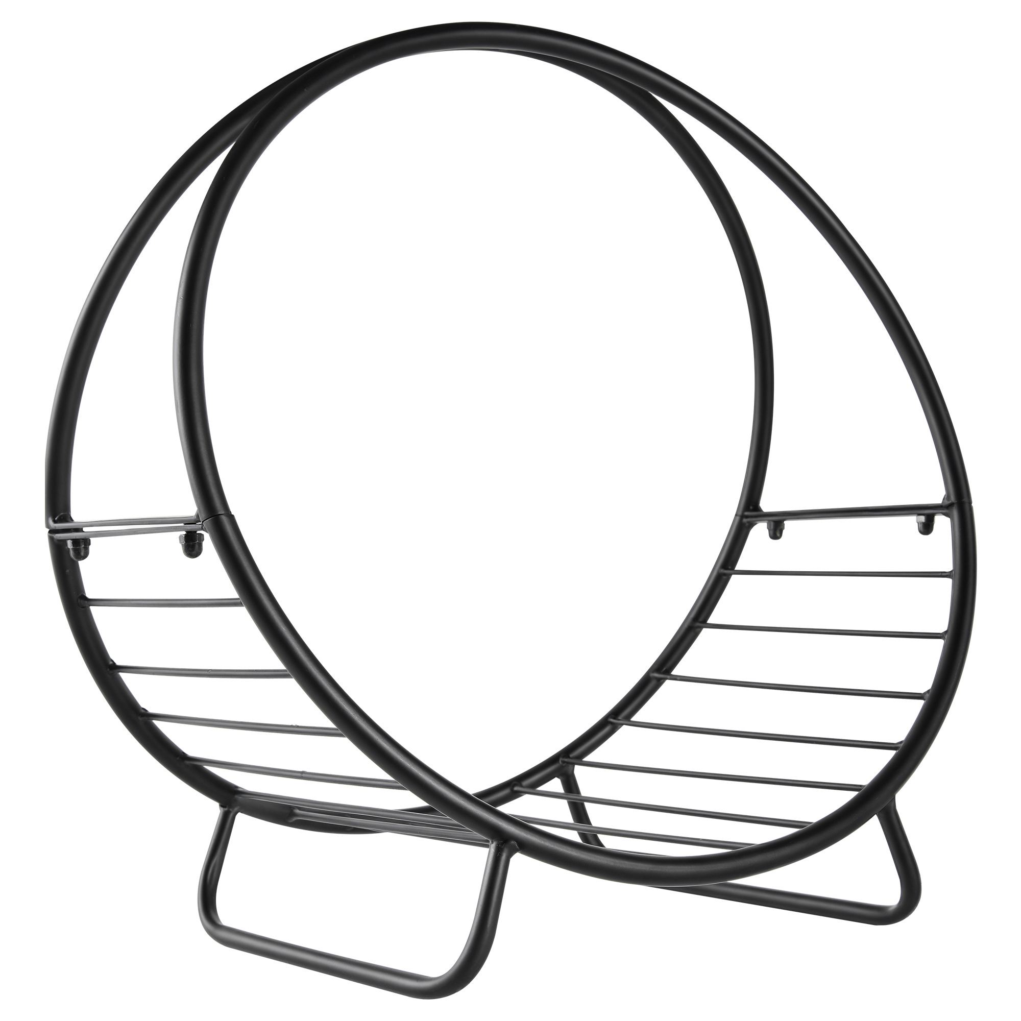 foto del prodotto outsunny rack di legna da ardere portalegna con forma cestino, design elevato, in metallo, max. carico 15kg, nero, 45x29.5x47cm aosom