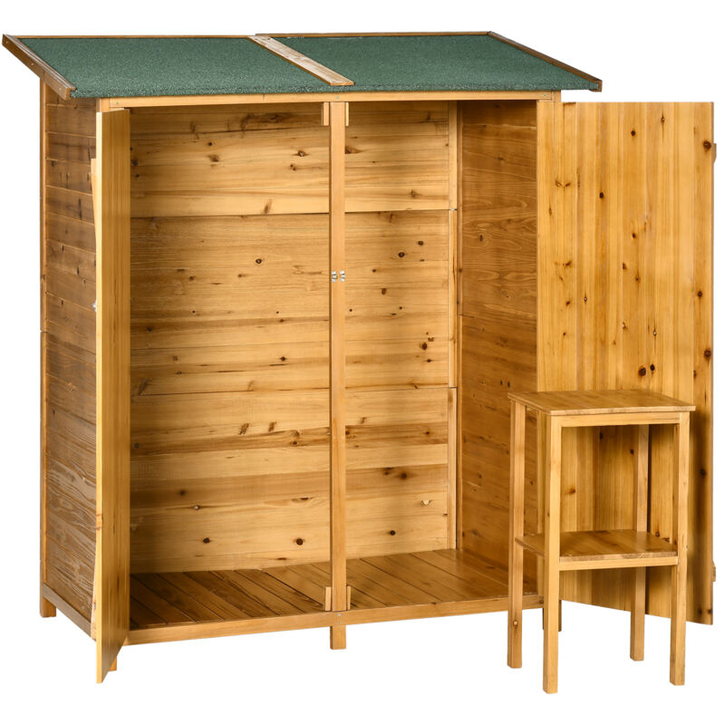 foto del prodotto outsunny ripostiglio da giardino con tetto idrorepellente in legno