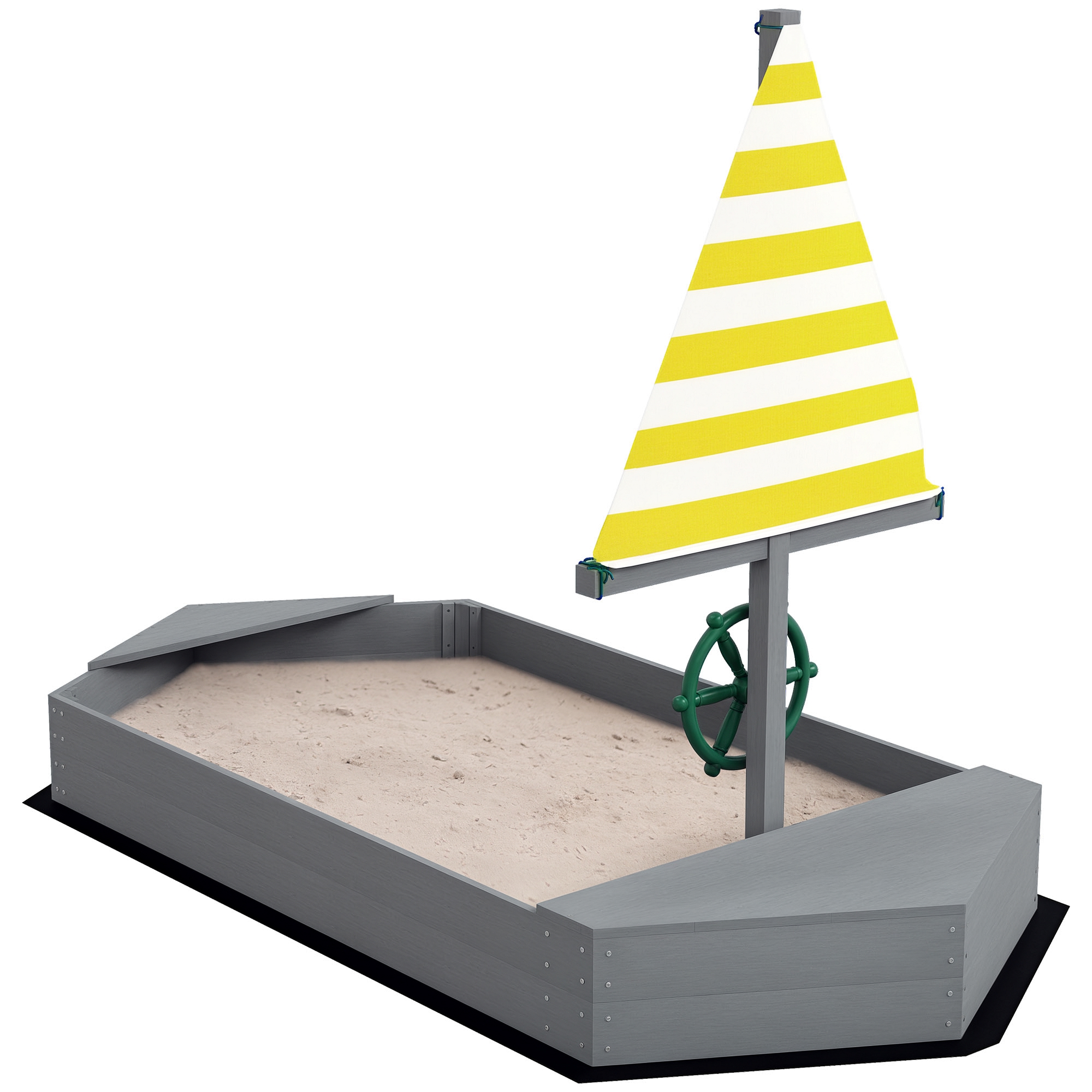 foto del prodotto outsunny sabbiera barca per bambini 3-8 anni, gioco esterno in legno di abete e poliestere, design creativo, 190x90x138 cm. aosom