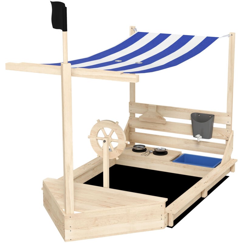 foto del prodotto outsunny sabbiera per bambini 3 7 anni in legno di abete con tettuccio