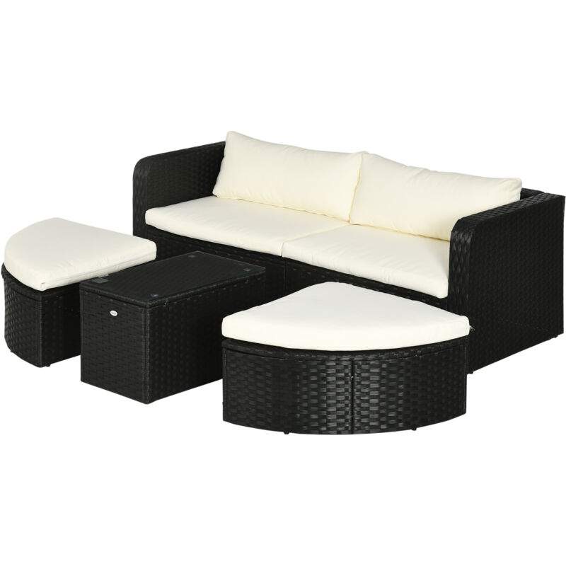 foto del prodotto outsunny salotto da giardino rattan pe con 2 poltrone 2 poggiapiedi tavolino