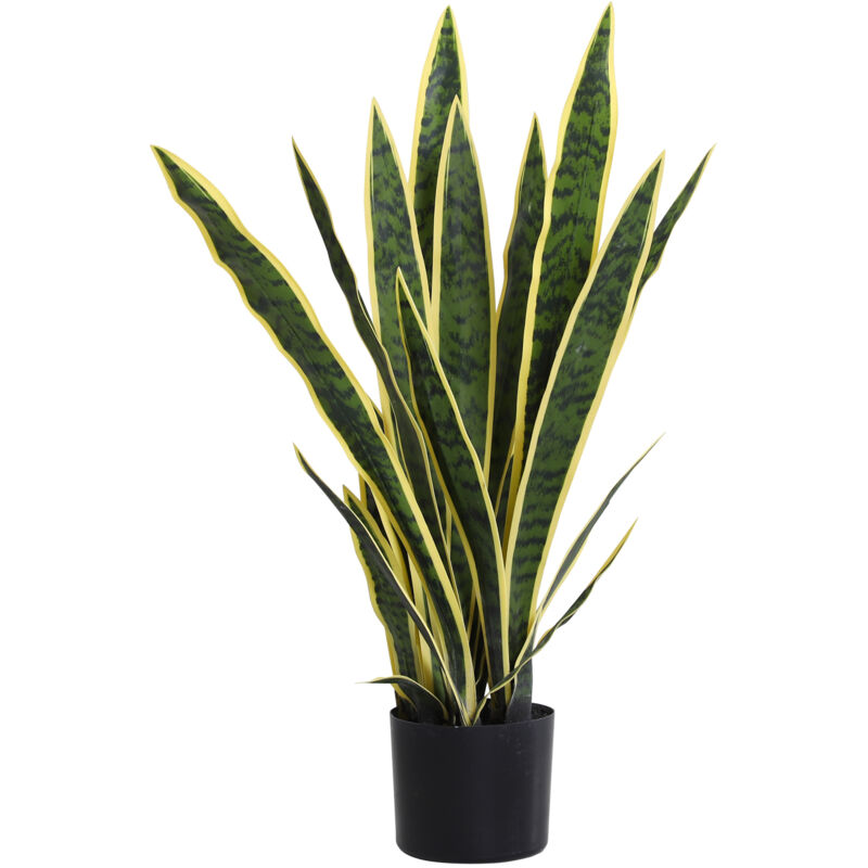 foto del prodotto outsunny sanseveria artificiale in vaso, pianta da esterno e interno 15x77cm
