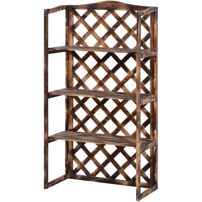 foto del prodotto outsunny scaffalatura per piante fioriera a 3 ripiani in legno