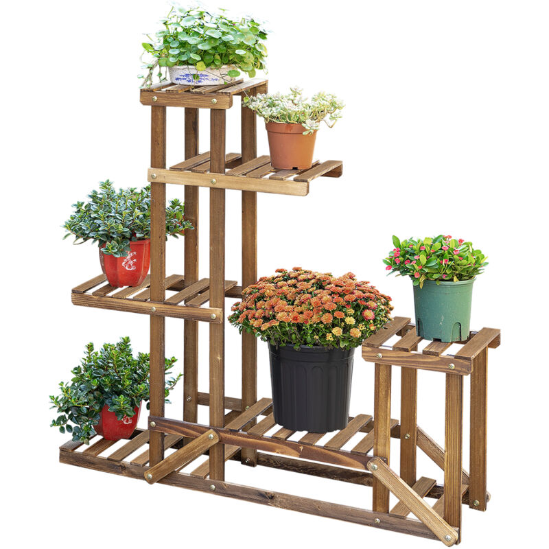 foto del prodotto outsunny scaffale porta piante e fiori a 6 livelli asimmetrico
