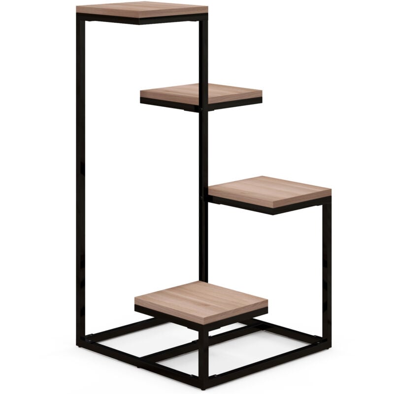 foto del prodotto outsunny scaffale portapiante a 4 livelli acciaio e legno marrone e nero