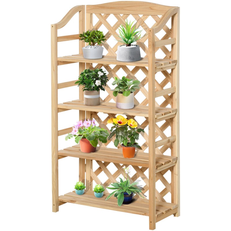 foto del prodotto outsunny scaffale portapiante pieghevole con 4 mensole regolabili