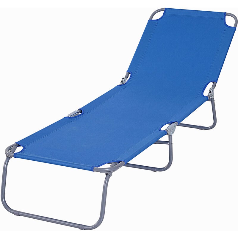 foto del prodotto outsunny sdraio da giardino pieghevole, 187x55x24cm, blu