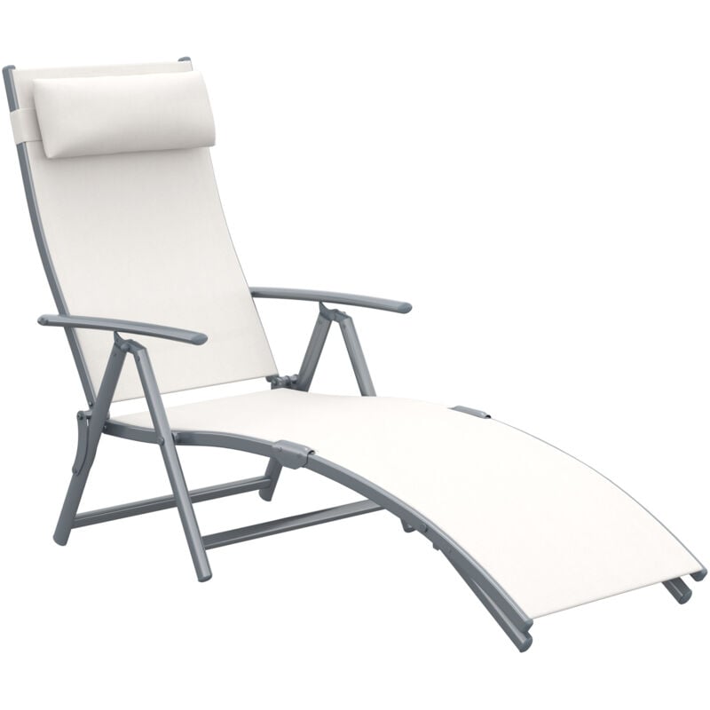 foto del prodotto outsunny sdraio da giardino pieghevole con cuscino, 137x63.5x100.5cm