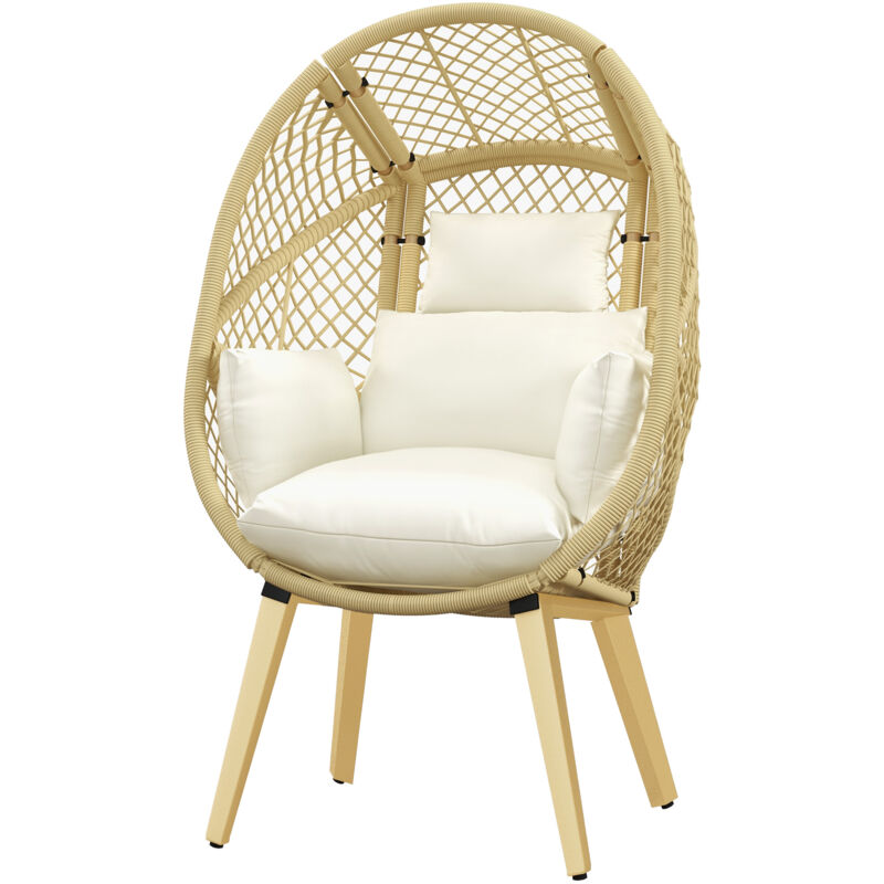 foto del prodotto outsunny sedia in rattan a uovo con seduta imbottita e poggiatesta 88x85x143 cm