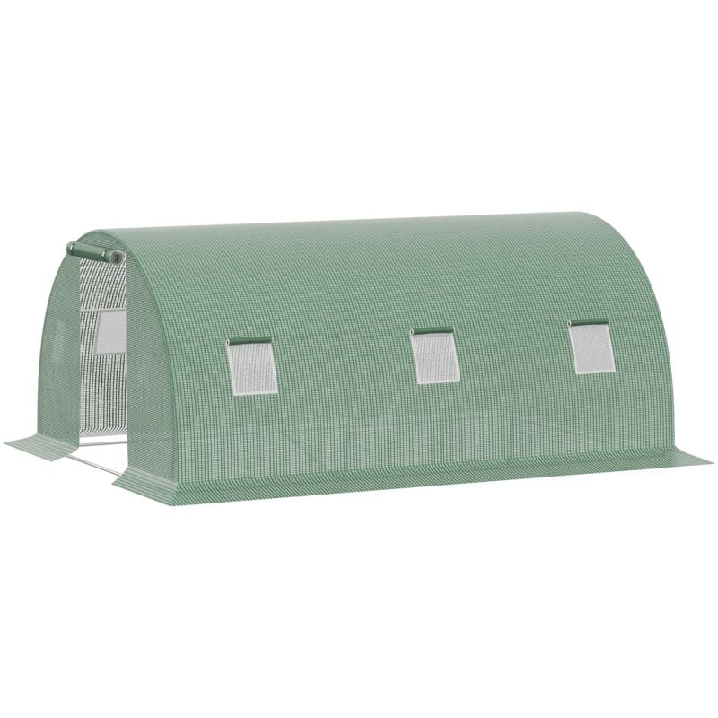 foto del prodotto outsunny serra a tunnel per orto 4.5x3x2m con copertura in pe e finestre