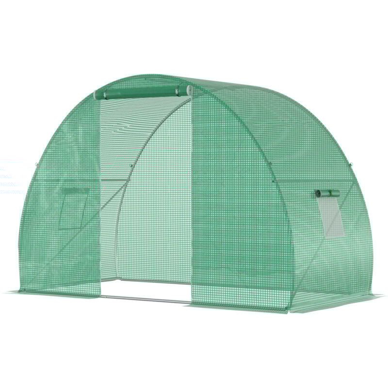 foto del prodotto outsunny serra a tunnel per orto con porta avvolgibile e finestre 1.5x3x2m