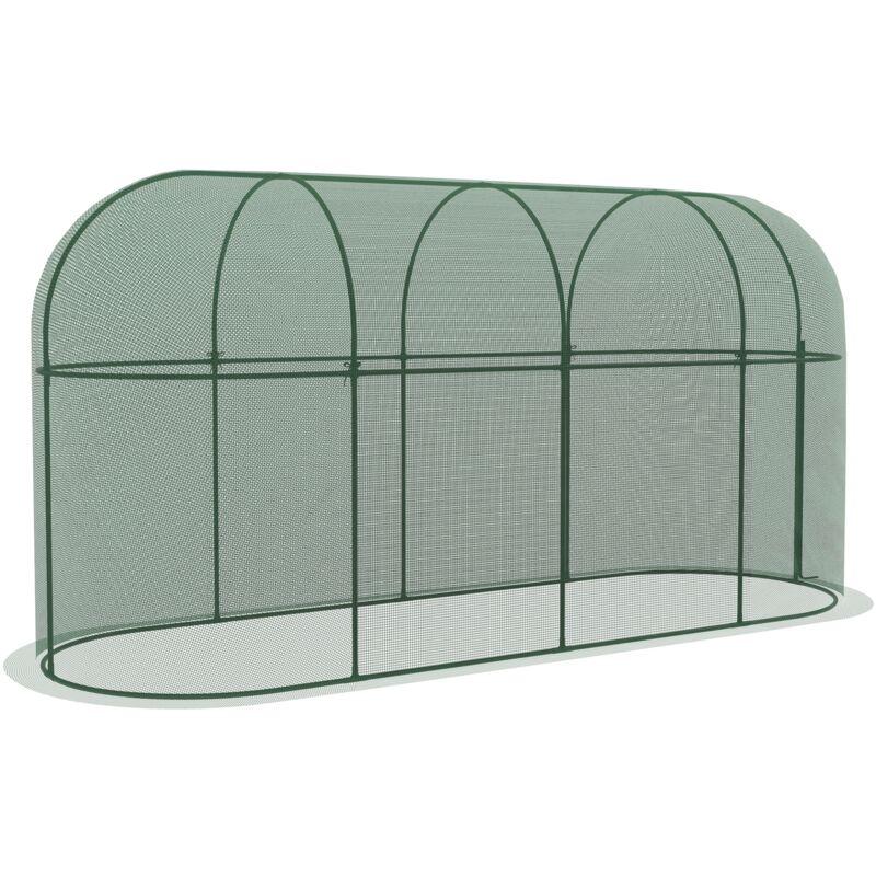 foto del prodotto outsunny serra a tunnel per piante con rete 3x1x1.5m e porta a cerniera verde