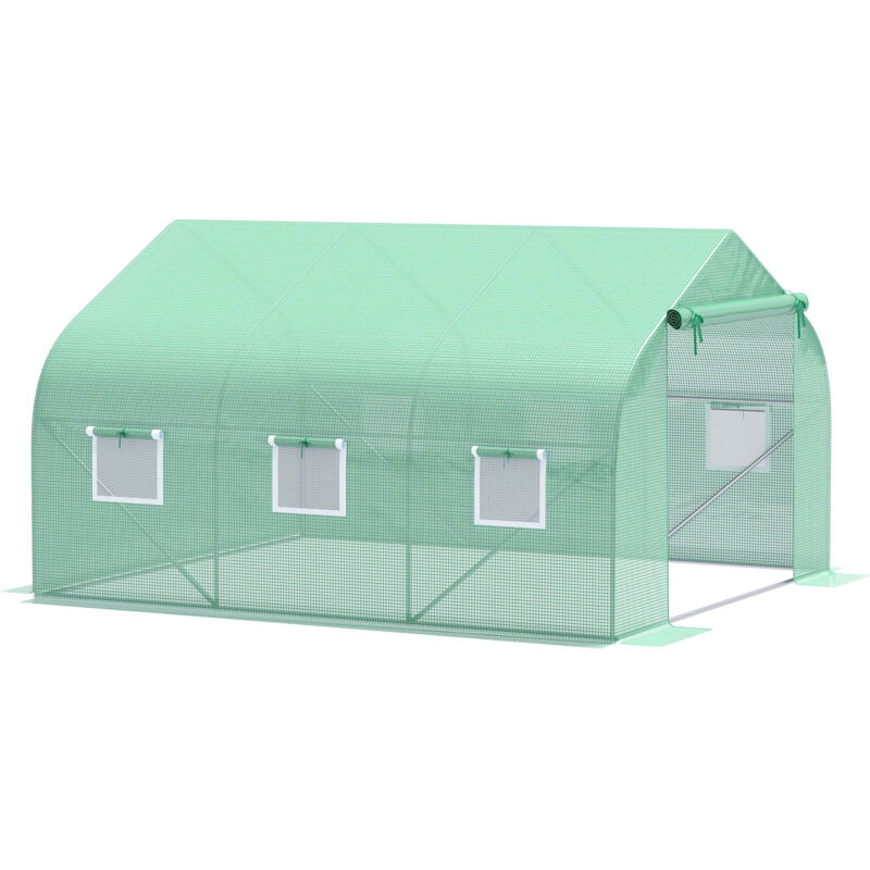 foto del prodotto outsunny serra da giardino 3.5 x 3 x 2m serra con tetto a spiovente