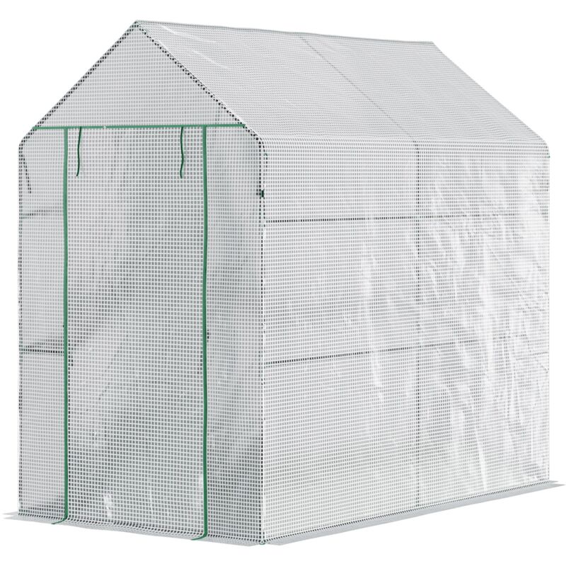 foto del prodotto outsunny serra da giardino con rivestimento pe e porta a cerniera 186x120x190cm