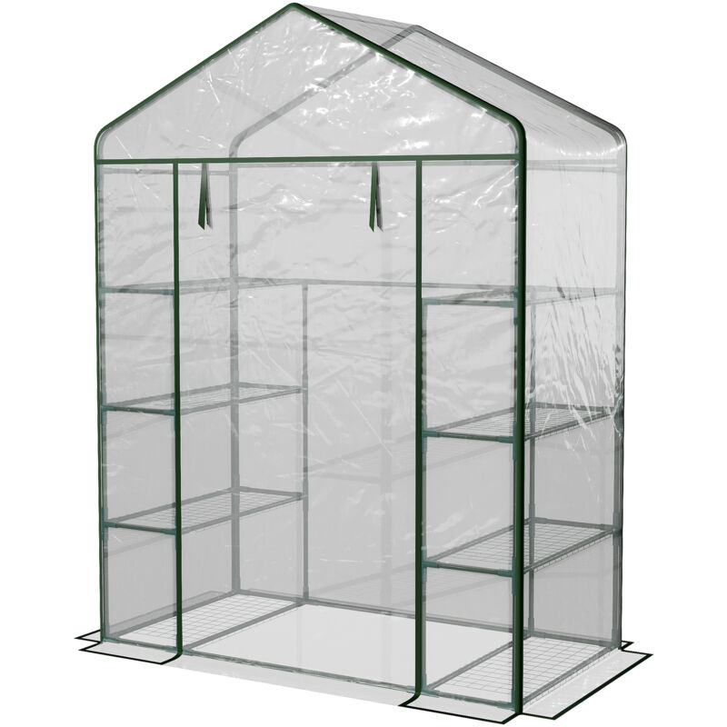 foto del prodotto outsunny serra da giardino in acciaio e pvc con porta avvolgibile