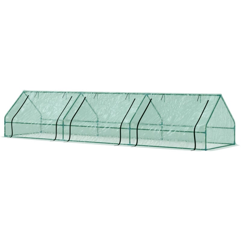 foto del prodotto outsunny serra per orto 4x1x0.8 m con 3 ingressi avvolgibili verde