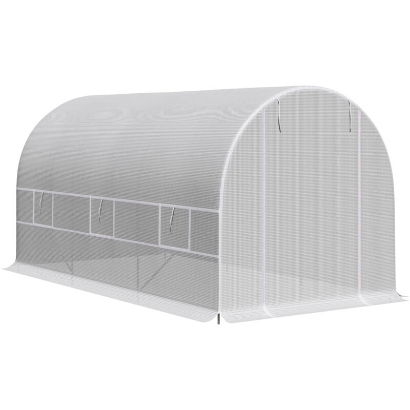 foto del prodotto outsunny serra per orto a tunnel 4x2x2m con struttura in metallo e telo in pe
