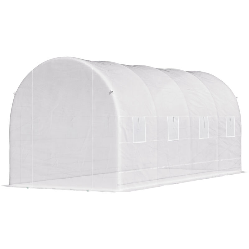 foto del prodotto outsunny serra per orto a tunnel 5x2x2m con struttura in metallo e telo in pe