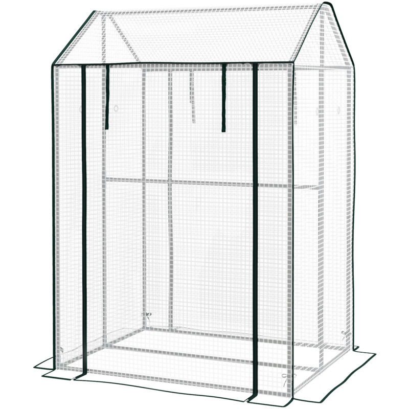 foto del prodotto outsunny - serra per orto con copertura in pe e 2 zone separate 100x80x150cm