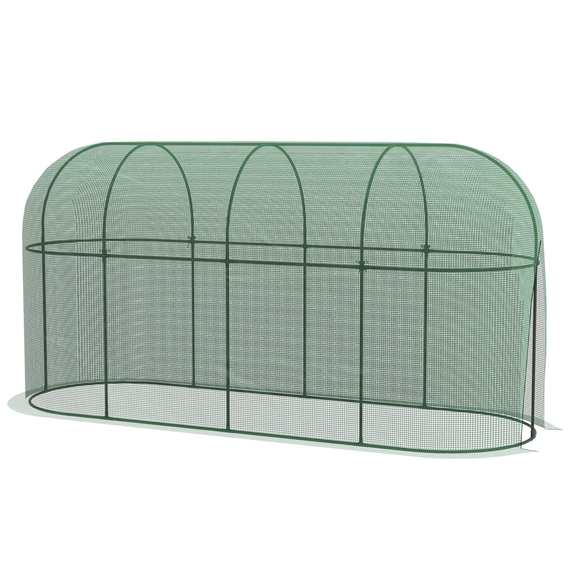 foto del prodotto outsunny serra per piante a rete 3x1x1.5m con porta a cerniera e picchetti a terra, verde aosom