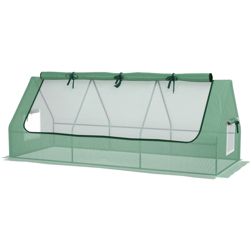 foto del prodotto outsunny serra per piante con 3 finestre in acciaio, pe e pp 240x90x90 cm verde