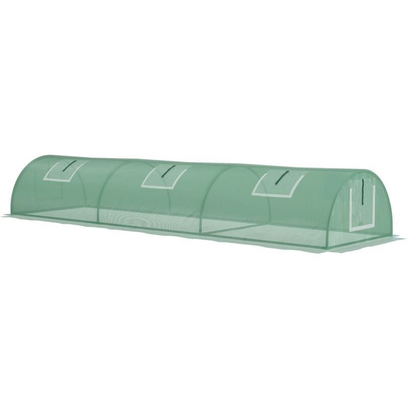 foto del prodotto outsunny serra per piante con 5 finestre in acciaio, pe e pp 300x80x45 cm verde
