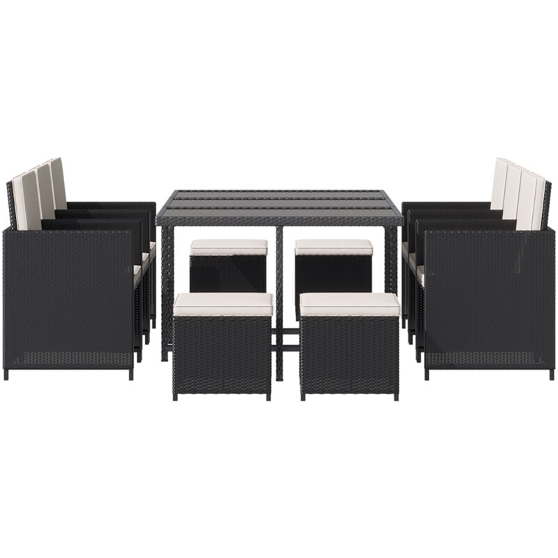 foto del prodotto outsunny set 11 pz mobili da giardino in rattan da esterno, nero