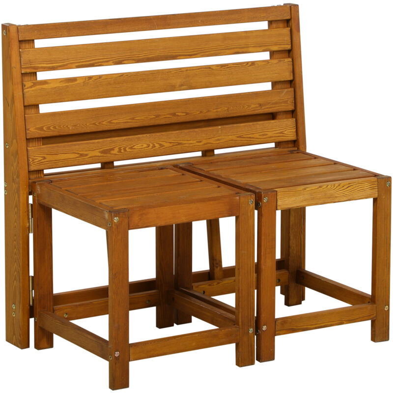 foto del prodotto outsunny set 2 in 1 tavolo e sedie da giardino o panca da giardino color teak
