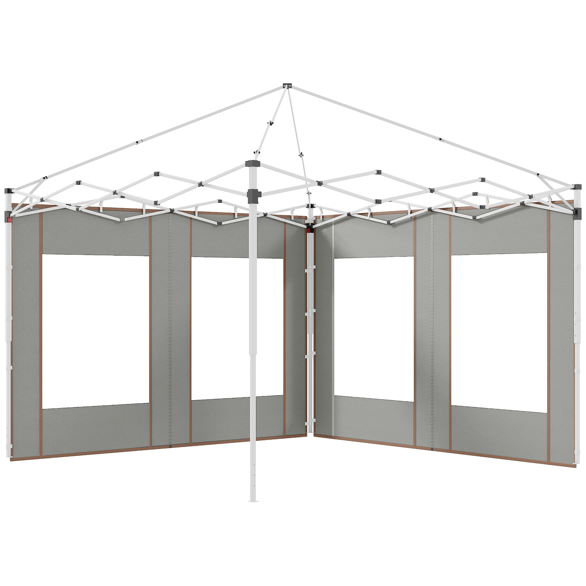 foto del prodotto outsunny set 2 pareti per gazebo 3x6m e 3x3 m in tessuto oxford con finestre e cerniere, 295x195cm, grigio aosom