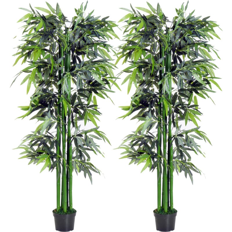 foto del prodotto outsunny set 2 piante di bamb artificiali con vaso incluso alte 180cm