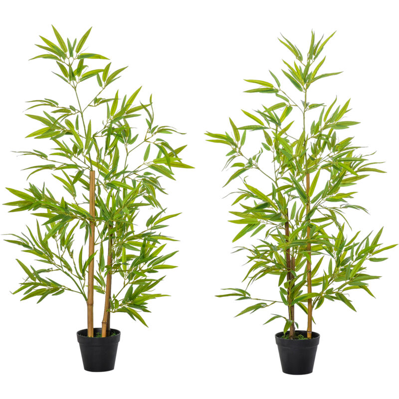 foto del prodotto outsunny set 2 piante di bamb artificiali da 120cm decorazione per casa ufficio