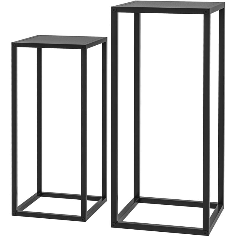foto del prodotto outsunny - set 2 tavolini portapiante in acciaio per interni ed esterni nero