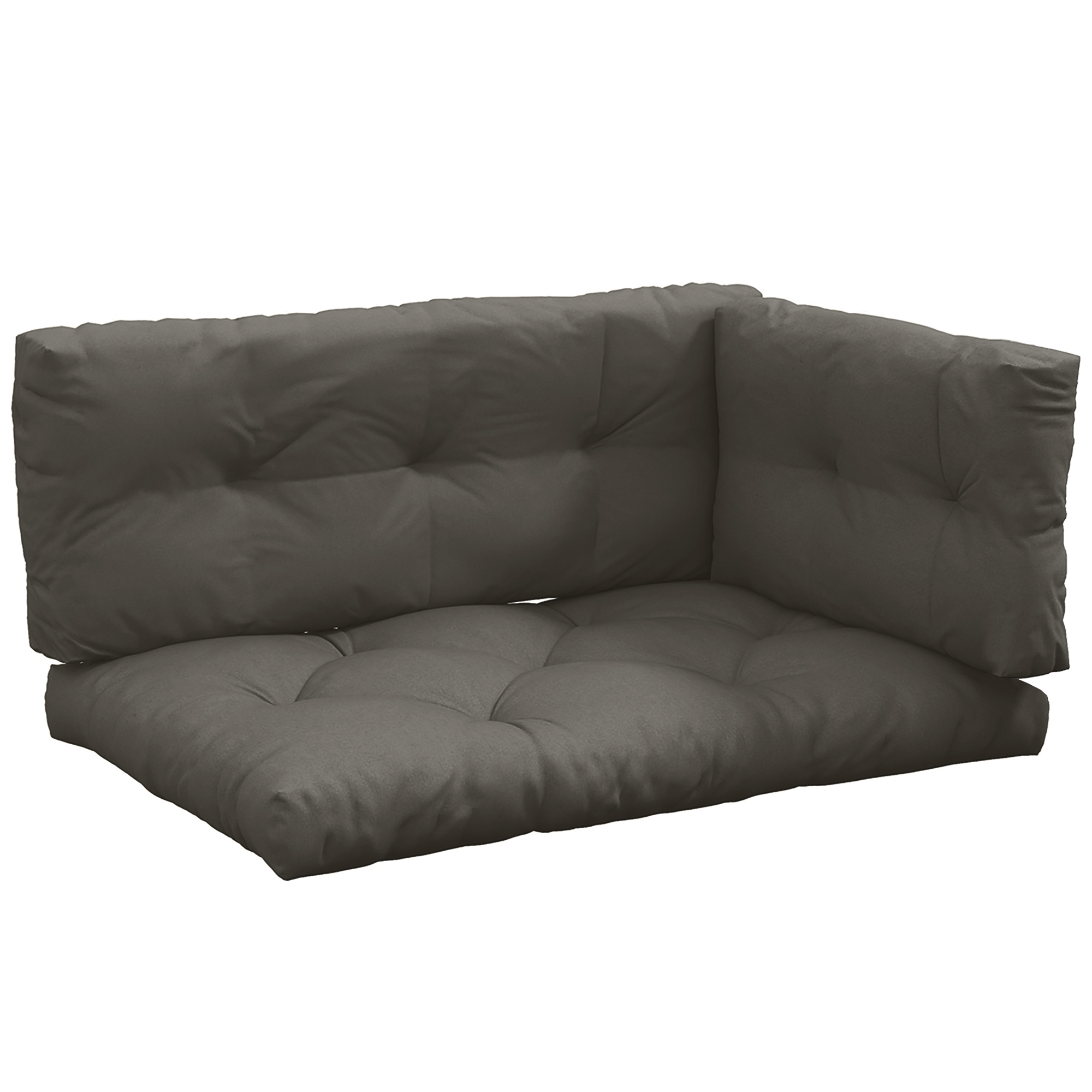 foto del prodotto outsunny set 3 cuscini da giardino per divani e pallet in poliestere con imbottitura spessa, grigio carbone aosom