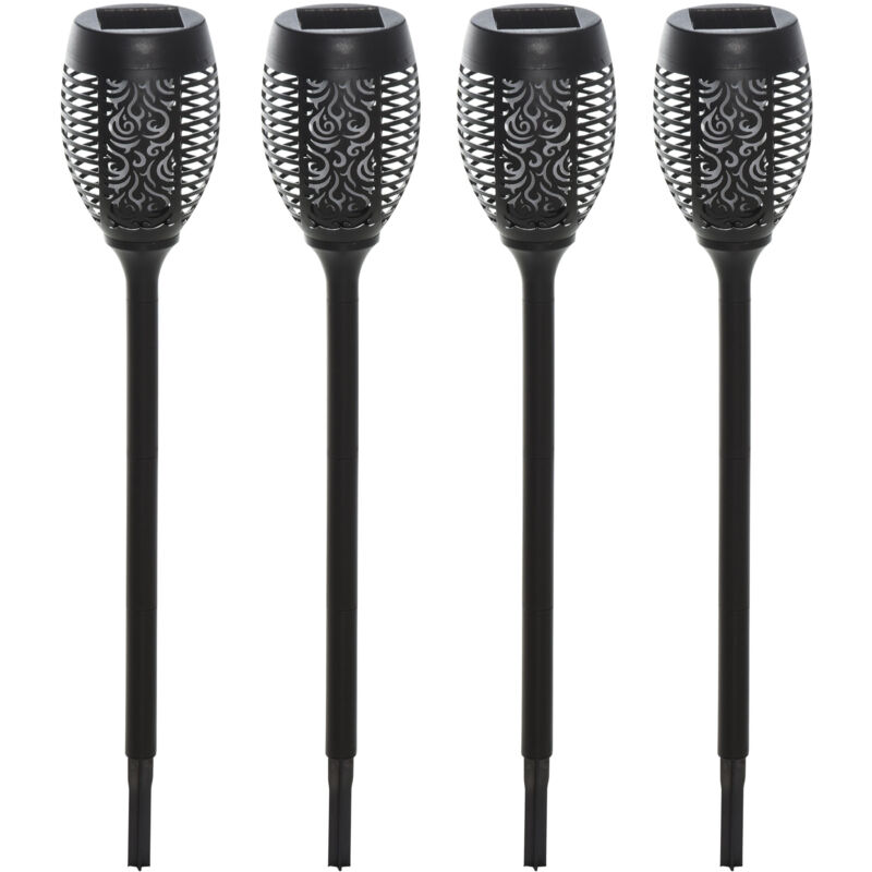foto del prodotto outsunny set 4 luci da giardino led a energia solare 12x72 cm nero