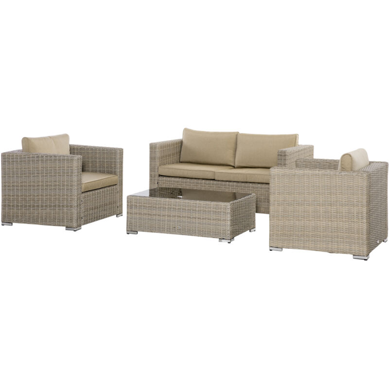 foto del prodotto outsunny set 4 pz salotto da esterni mobili da giardino in rattan
