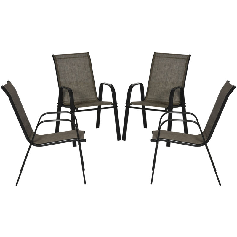 foto del prodotto outsunny set 4 pz sedie da giardino impilabili con braccioli