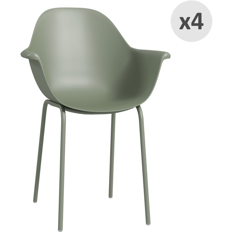 foto del prodotto outsunny set 4 sedie da esterno 59x55x84 cm in pp e acciaio verde