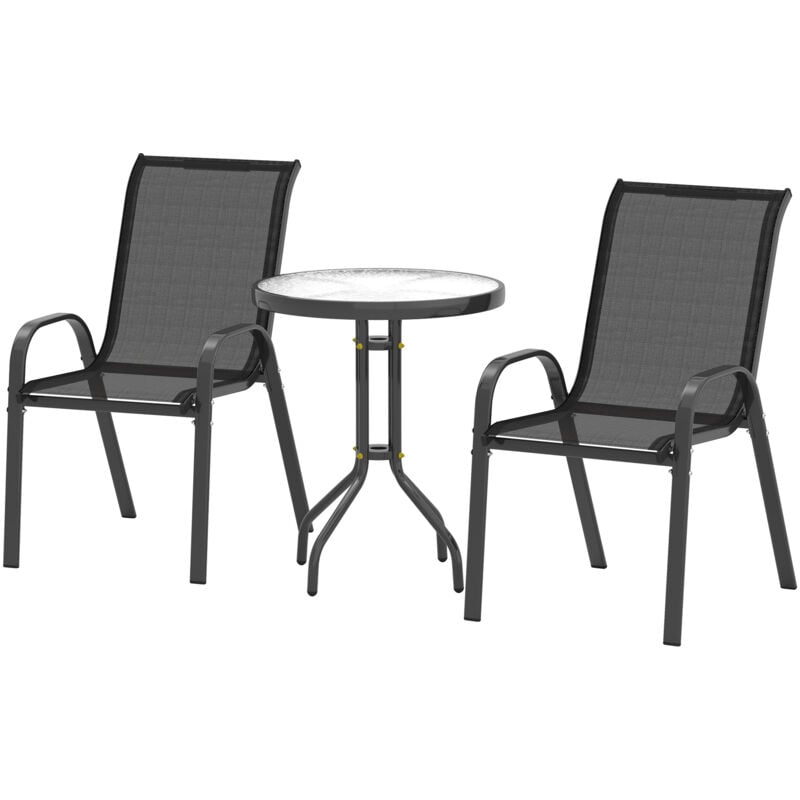 foto del prodotto outsunny set da esterno 3 pezzi con 2 sedie da giardino e tavolino rotondo nero