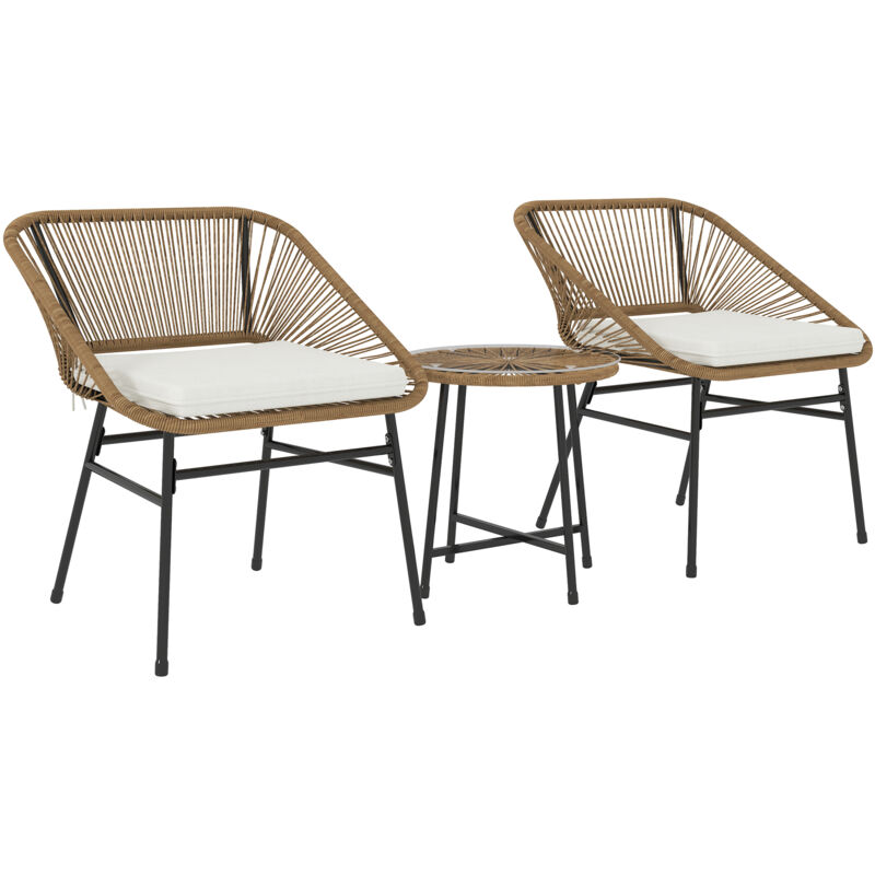 foto del prodotto outsunny set da esterno 3pz con 2 sedie con cuscino e tavolino rotondo