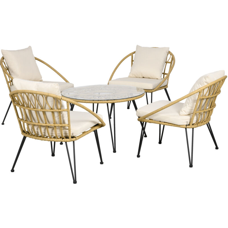 foto del prodotto outsunny set da esterno 5 pezzi in rattan con tavolo rotondo e 4 sedie