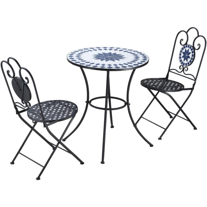 foto del prodotto outsunny set da giardino 3 pezzi 2 sedie pieghevoli 1 tavolino