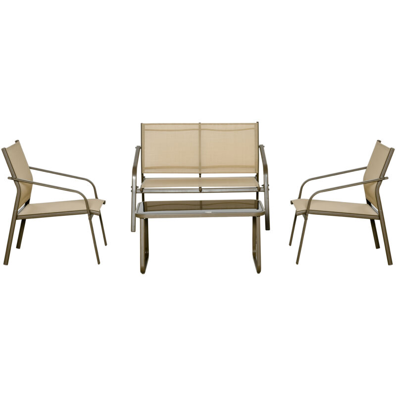 foto del prodotto outsunny set da giardino 4 pezzi con 2 sedie 1 divanetto e 1 tavolino