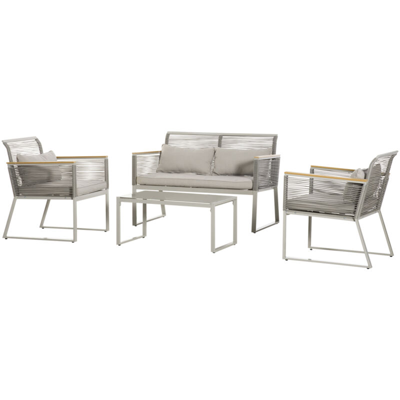 foto del prodotto outsunny set di mobili da giardino 4 pezzi sedie divanetto tavolino