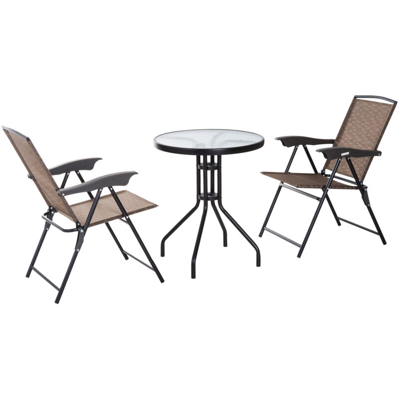 foto del prodotto outsunny set mobili da giardino 3 pz con tavolino e 2 sedie pieghevoli