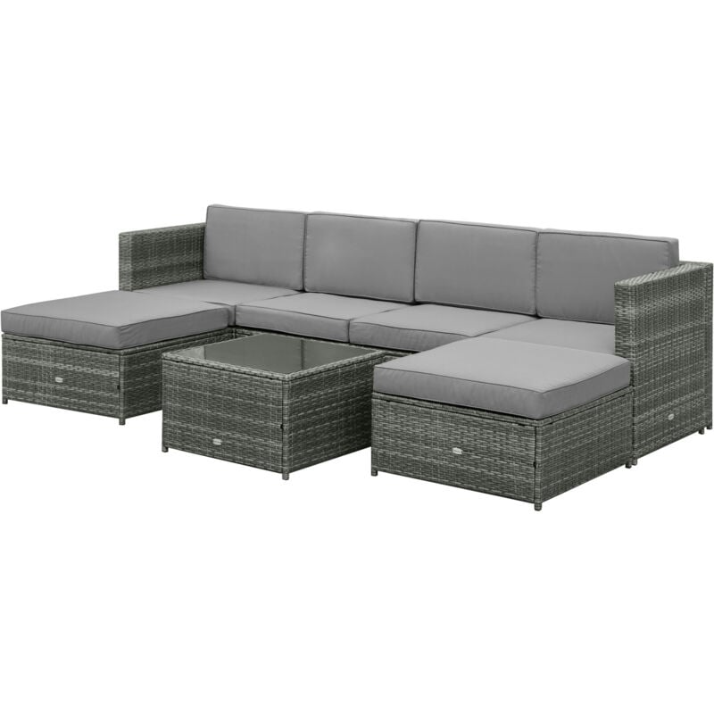 foto del prodotto outsunny set mobili da giardino 7 pezzi in rattan e acciaio salotto