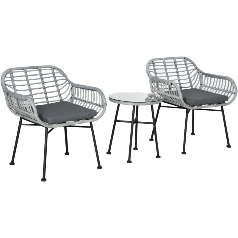 foto del prodotto outsunny set mobili da giardino in rattan pe con 2 sedie e tavolino