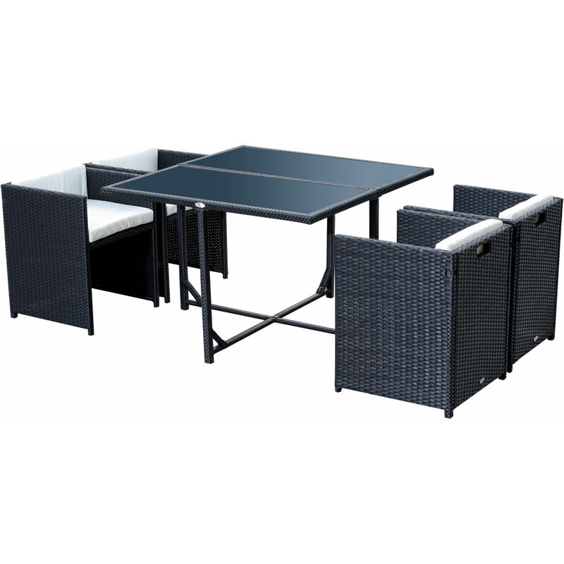 foto del prodotto outsunny set mobili da giardino tavolo con 4 sedie imbottite