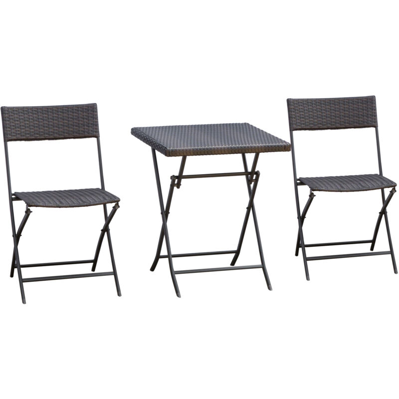 foto del prodotto outsunny set tavolino e sedie da giardino pieghevoli in rattan pe nero