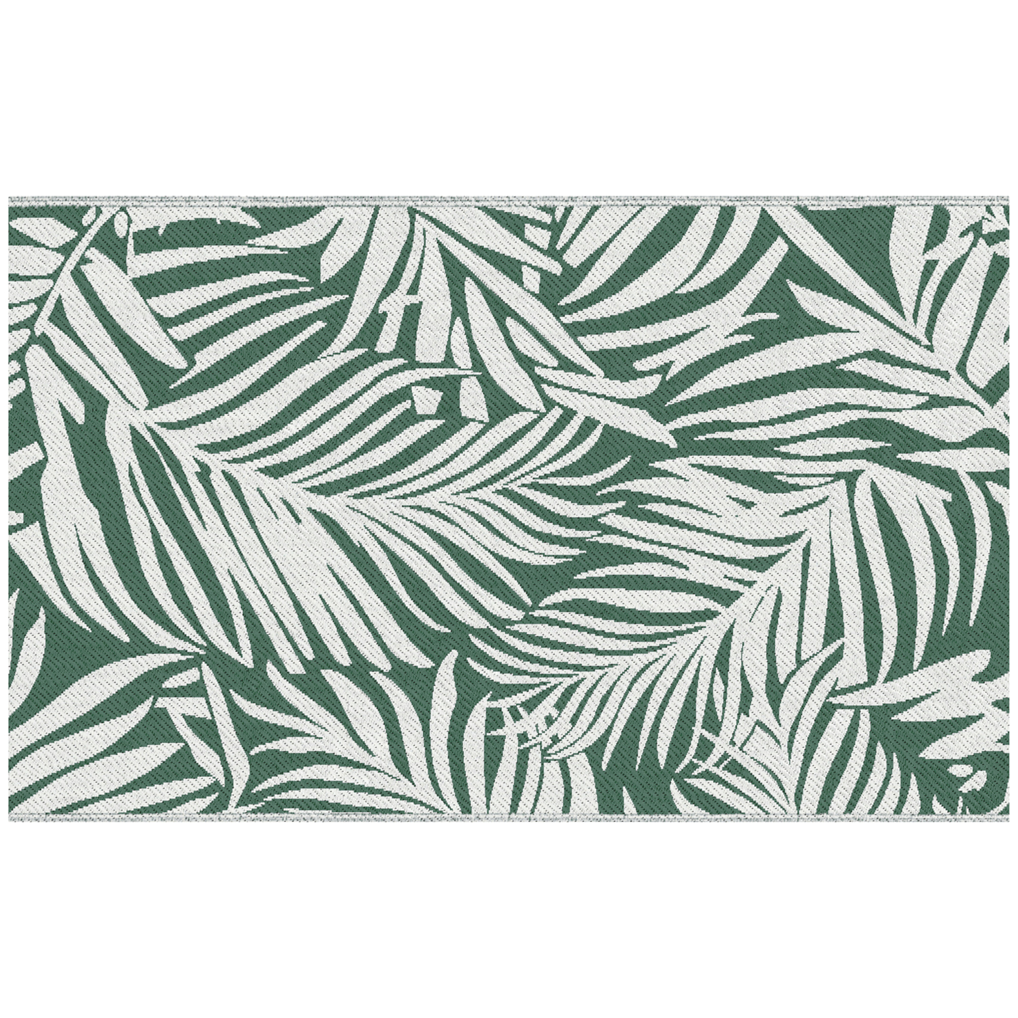 foto del prodotto outsunny tappeto esterno per balcone e terrazza reversibile con fantasia a foglie, 152x243 cm, verde e bianco