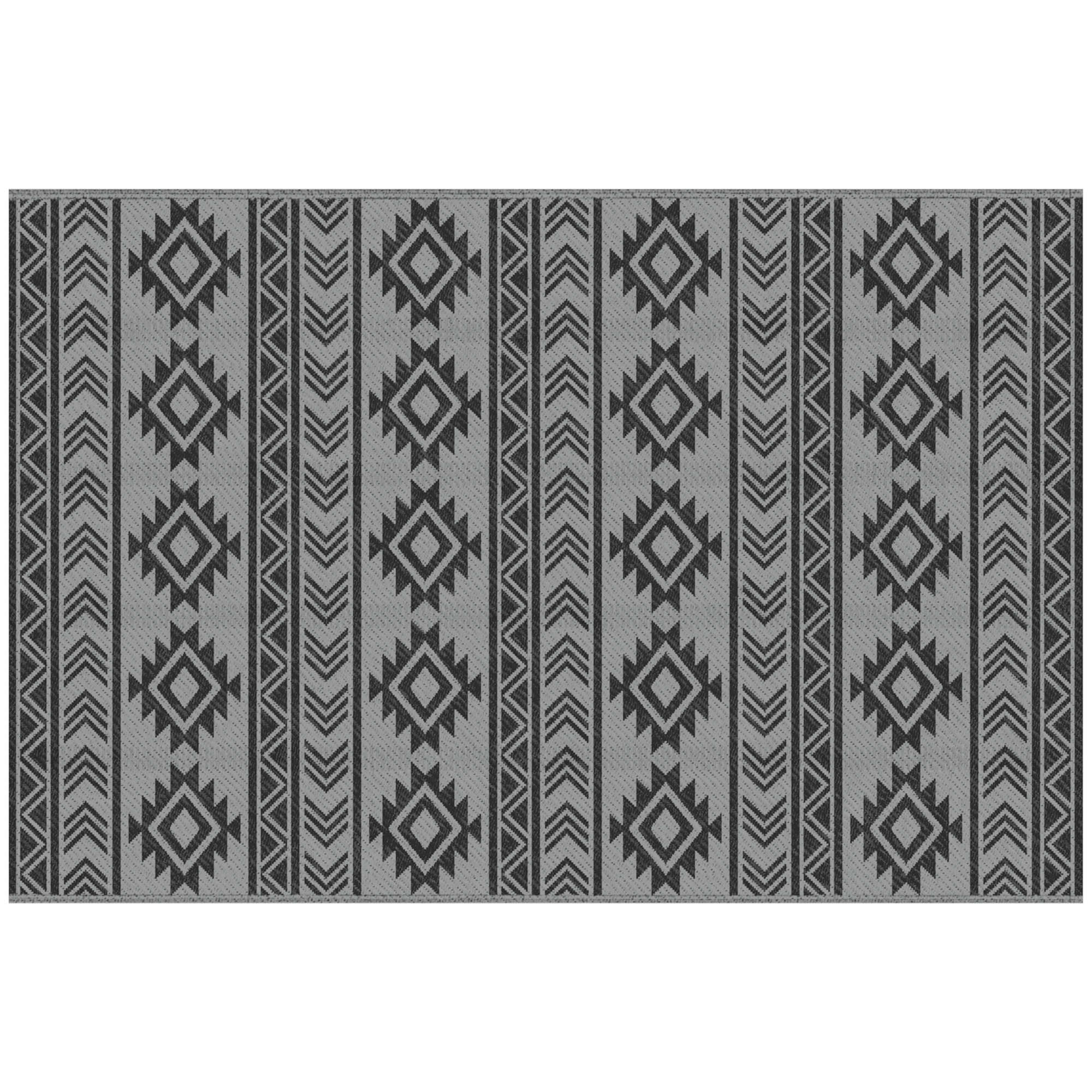 foto del prodotto outsunny tappeto moderno per esterni nero e grigio in pp con design reversibile e pieghevole, 182x274 cm aosom